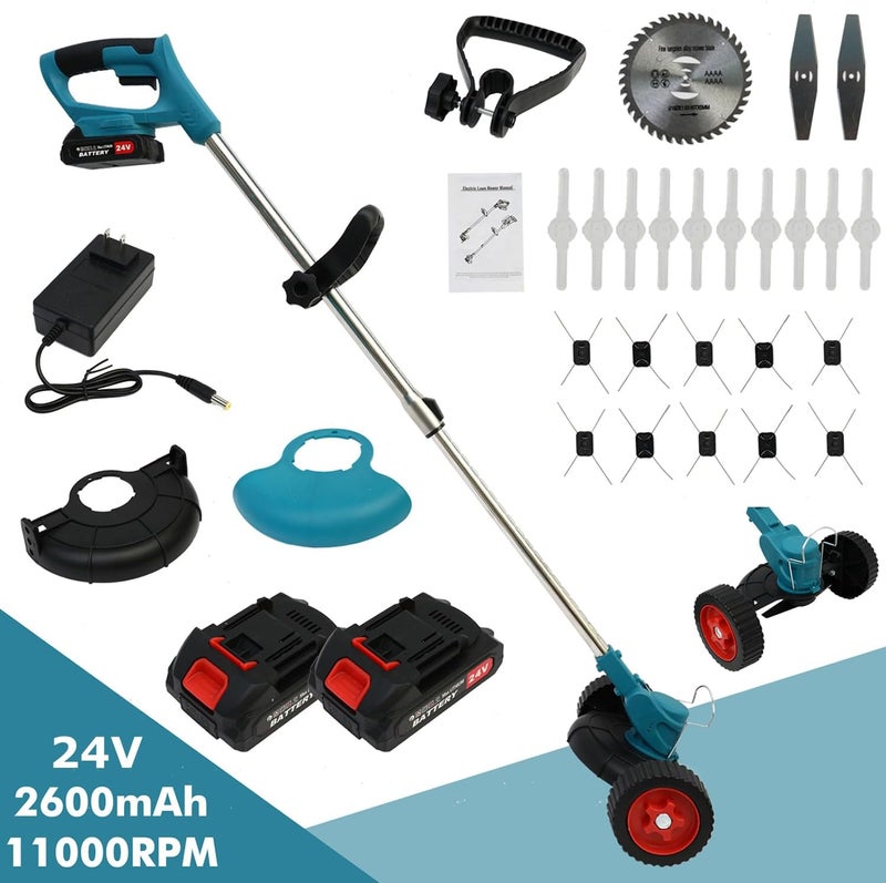 ALSO GO Grass Trimmer, 6" 3-in-1 Cordless Weed Trimmer, 21V Portable Electric Brush Cutter, with Two 2600mAh Batteries and Charger for Garden and Yard Weed Control - Image 5